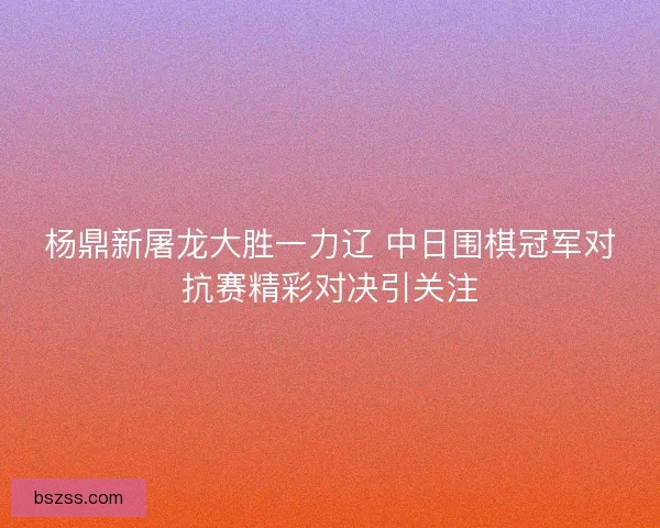 杨鼎新屠龙大胜一力辽 中日围棋冠军对抗赛精彩对决引关注